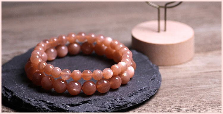 ※嫚纤ス珂拉咪 太阳石橙月光石男女手链款 日光石水晶 款轻奢网红同