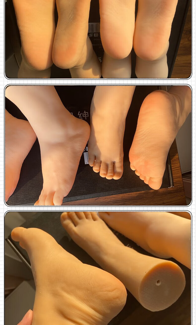 仿真足模女脚模型带穴真人脚丫足控36码硅胶假脚美脚丝袜玉足 通道款