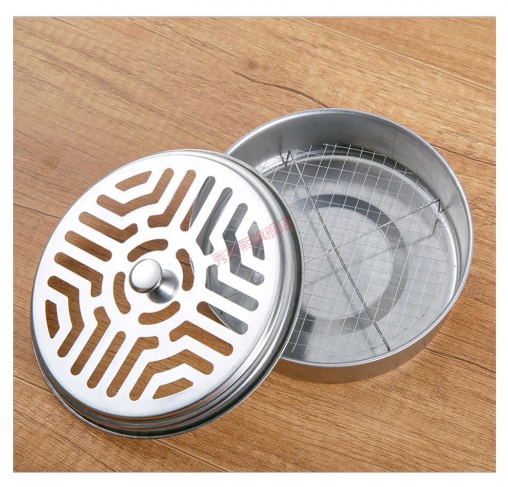 蚊香盒不锈钢不锈钢蚊香盘托安全带盖防火蚊香家用接灰盒香炉创意便携