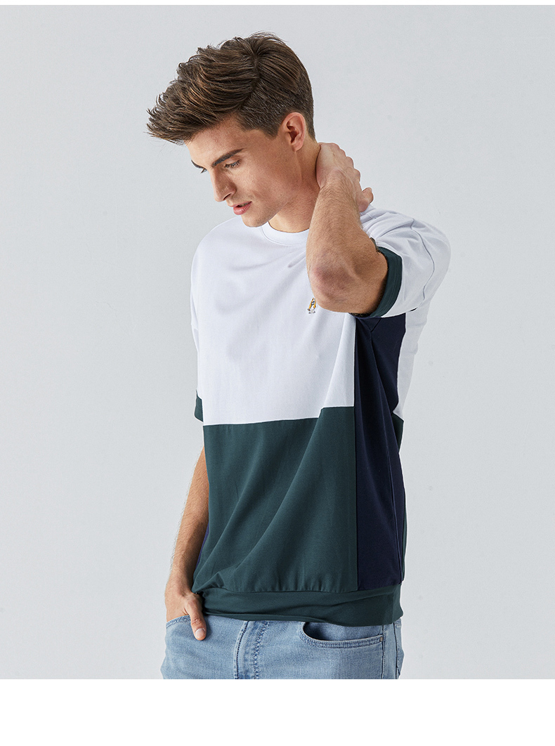 【younger系列】暇步士男装2021新时尚拼接圆领短袖t恤pe-21354d 054