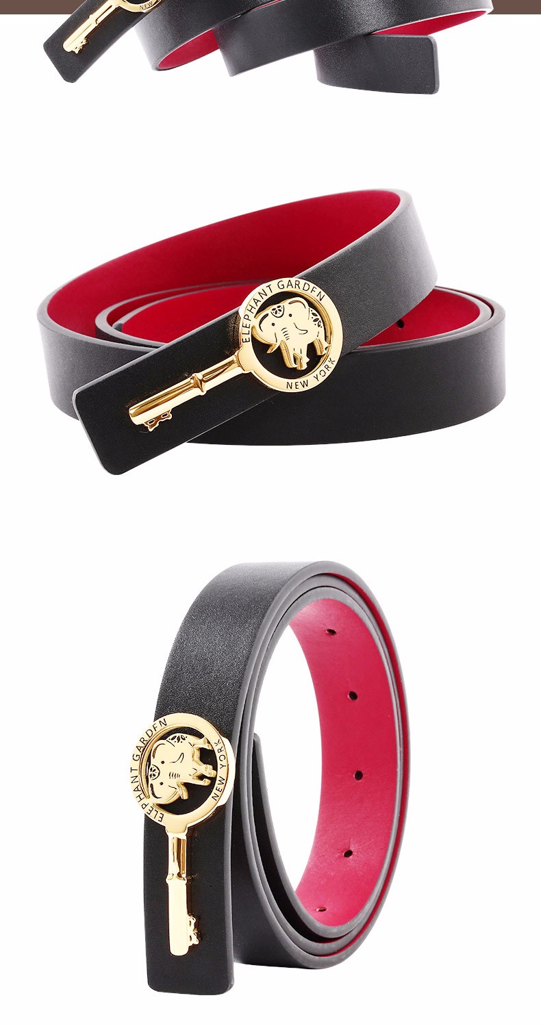 elephant garden大象花园皮带女ins风束腰窄版牛皮腰带奢侈品牌连衣裙