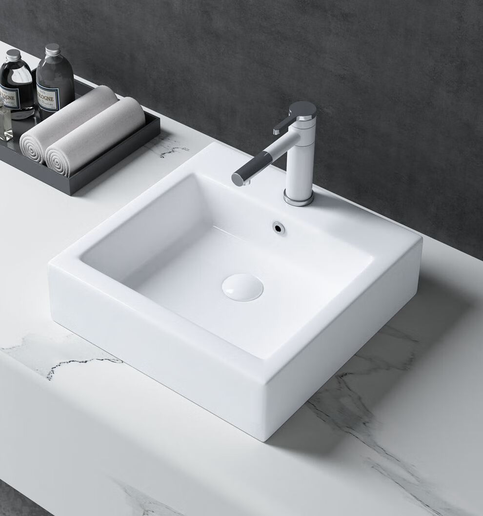 sanmom卫浴长方形台上盆陶瓷洗脸盆卫生间洗面盆阳台洗手盆中式洗漱池