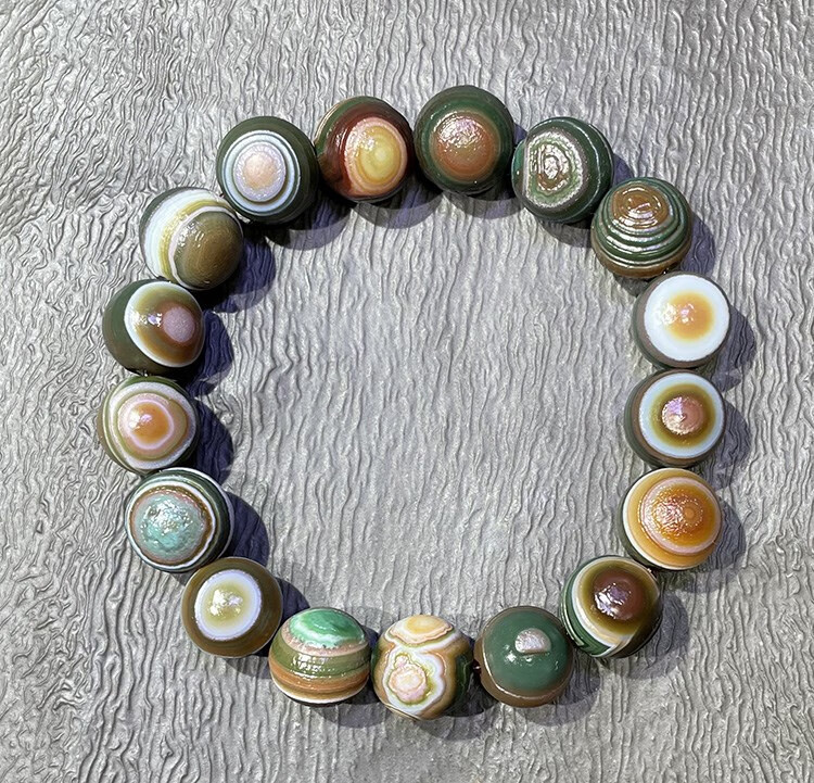 全意琳戈壁奇石 外蒙缠丝眼睛石原石手串 手链 阿拉善石 玛瑙 80号单