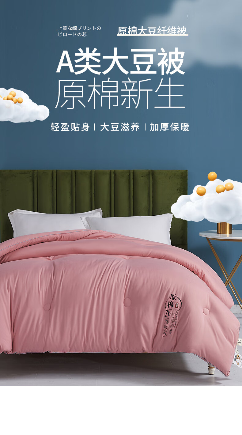 雅鹿家纺 大豆纤维被冬被双人加大10斤被子被芯冬季加厚6斤春秋被双人