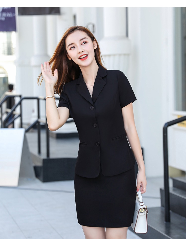 酒店经理夏季职业套装装套女新款时尚气质短袖西装套裙工作服西服三扣