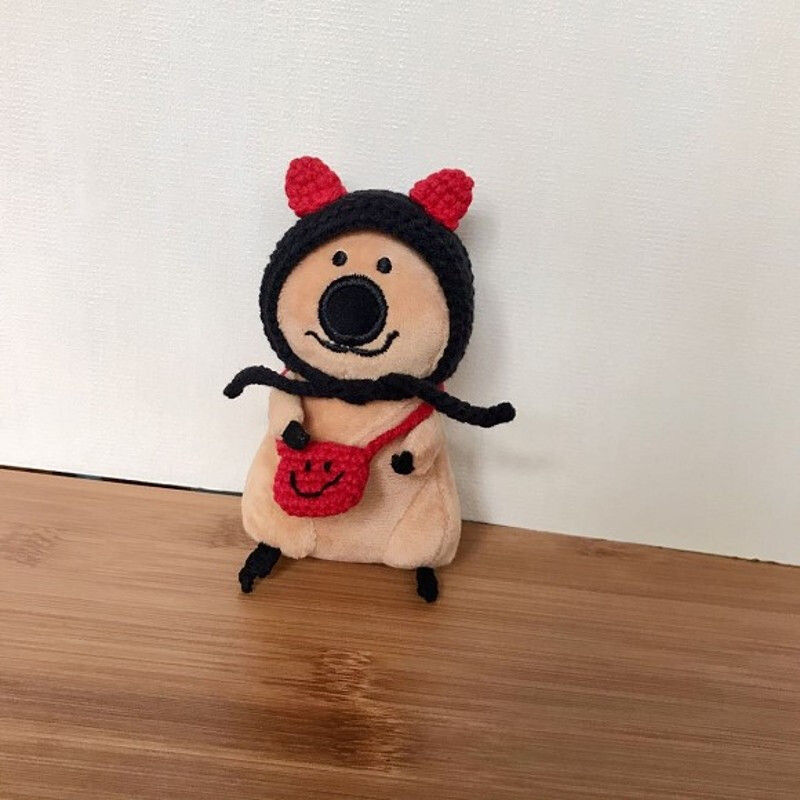 柿子椒熊玩偶玩具纯手工编织小可爱韩国dinotaeng短尾矮袋鼠配饰帽子