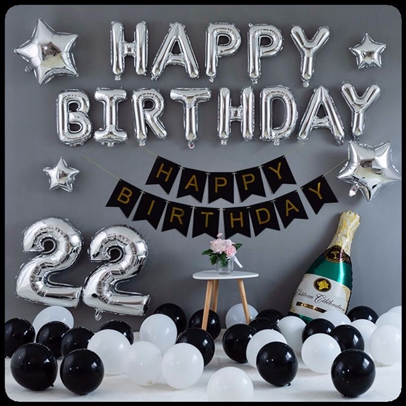 生日会布置happy birthday铝膜气球小号字母生日快乐派对布置装饰品