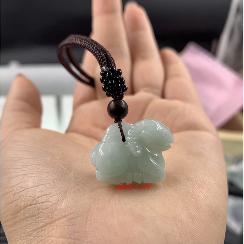 博皓定制翡翠羊吊坠生肖玉羊立体生肖羊项链挂件属羊玉羊男女款