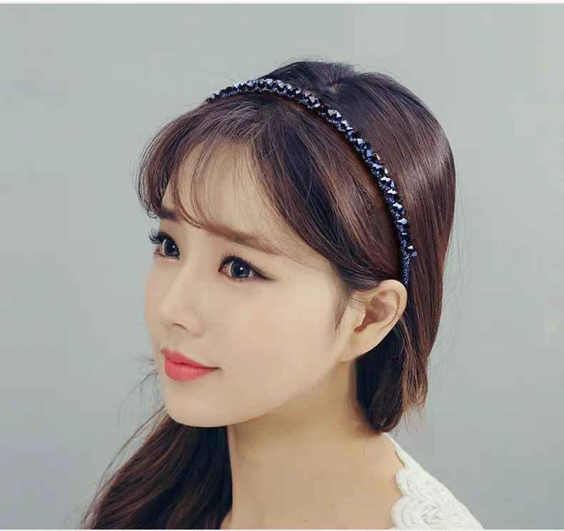 韩国布艺带齿压头发发箍女防滑简约水钻头箍清新洗脸外出百搭发卡2021