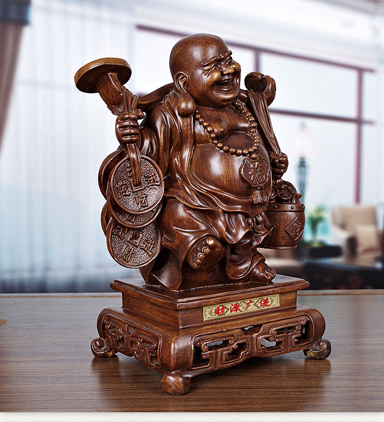 纤雅洁招财弥勒佛摆件客厅财源广进家居乔迁大肚佛供奉佛像财神笑佛