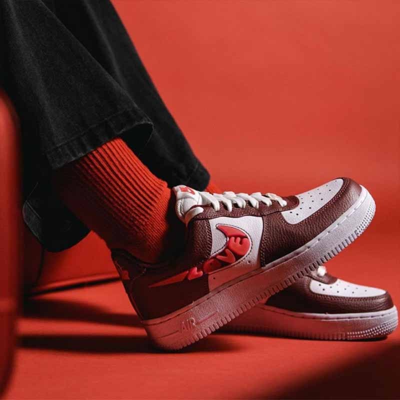 nikeaf1耐克板鞋男鞋空军一号airforce1色玫瑰花爱心白粉情人节限定