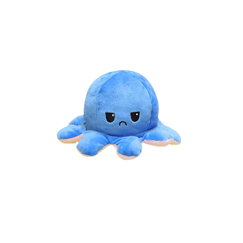 章鱼布偶 抖音开心生气的小章鱼表情娃娃章鱼玩偶笑脸情绪八爪鱼布偶