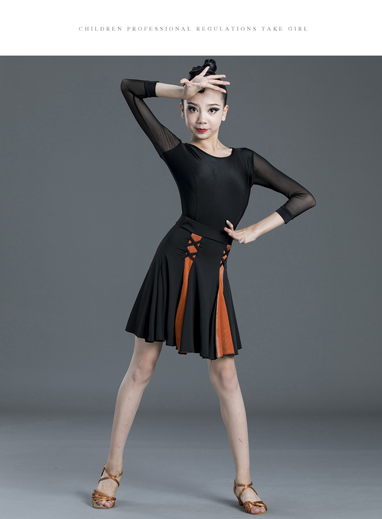 秋季新款拉丁舞服装儿童女拉丁舞蹈服少儿练功服表演比赛服考级服主图
