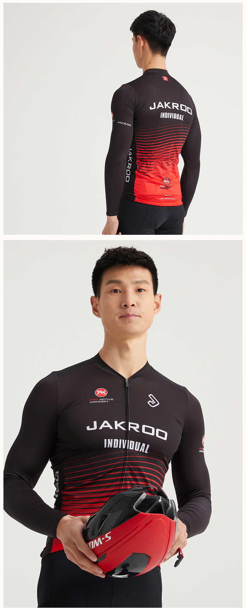jakroo捷酷春夏新款男长袖骑行服网眼反光山地自行车衣服防晒透气速干