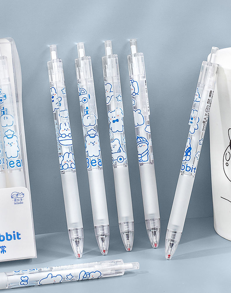 温妤奶油笔可爱创意网红按动中性笔ins高颜值学生简约按动笔黑笔批发