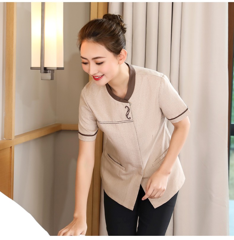 玛楷保洁工作服女春夏短袖酒店客房阿姨美容院家政保洁物业工装印绣字