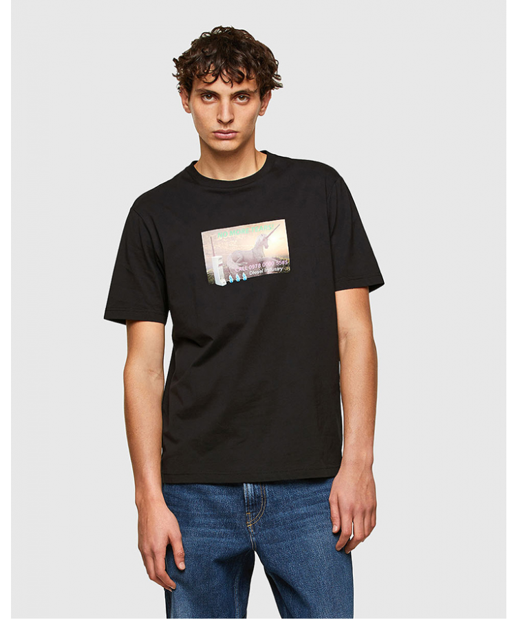 diesel迪赛男士圆领字母印花短袖t恤a018430hayu100l