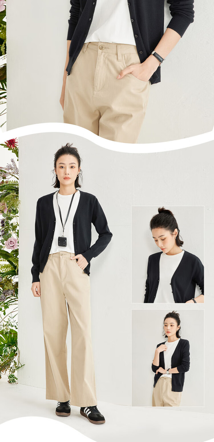 Giordano Knitted Cardigan for Women, Cotton V-Neck Sweater, Women's Outerwear, Solid Color Women's Jacket 05350649 12