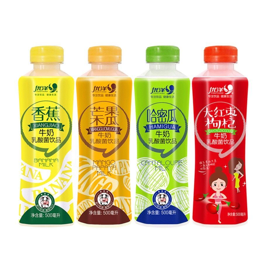 优洋500ml 香蕉牛奶装芒果哈密瓜乳酸菌饮品饮料整箱 优洋牛奶混装15