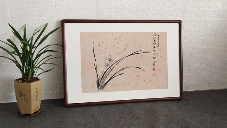 京茂 张大千兰花写意水墨画新中式客厅装饰画办公室玄关墙壁画卧室挂