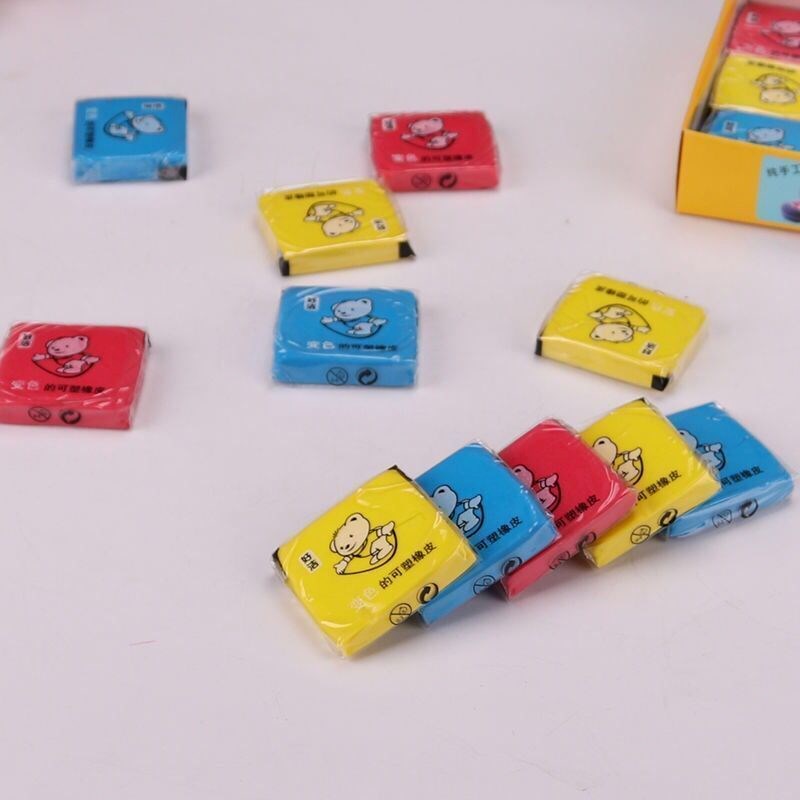 12个变色拉丝橡皮可塑性彩色素描美术软泥绘画儿童学生用品不留痕奥洛