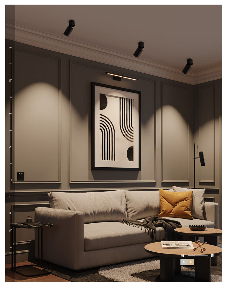 凯都led明装射灯防眩光可调角度家用背景墙吸顶式cob射灯折叠外装筒灯