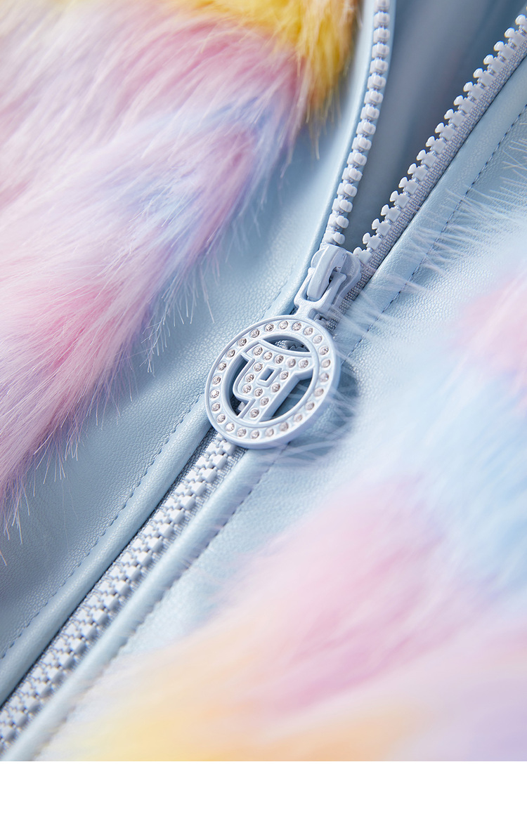 【洛天依联名】太平鸟毛毛外套女2020冬装新款短款宽松彩色短外套