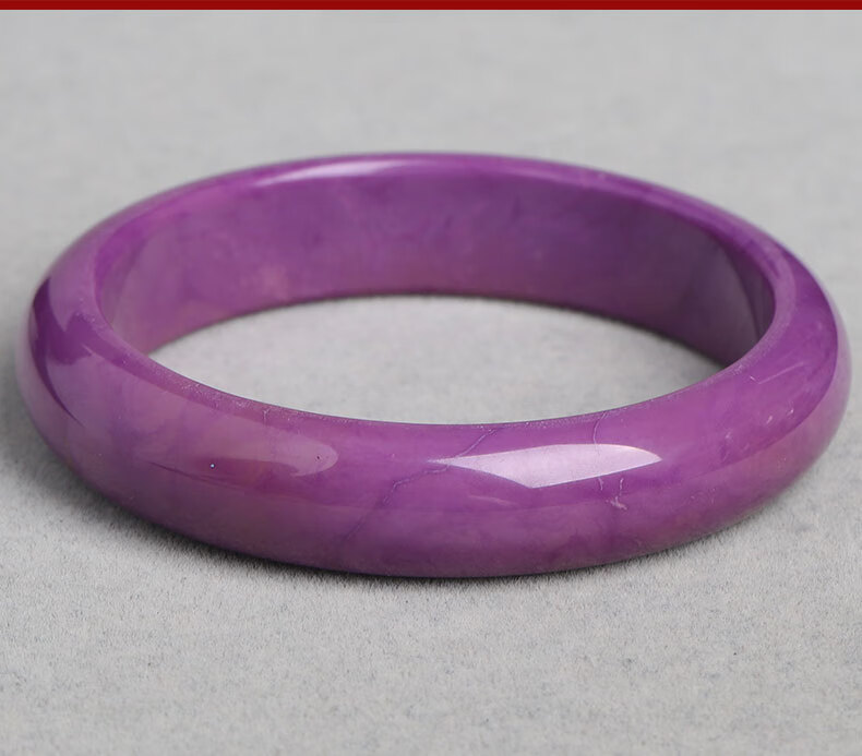 亲宝水晶异象级-天然紫云母手镯 女款 共生黄胶花镯子 简约圆镯饰品