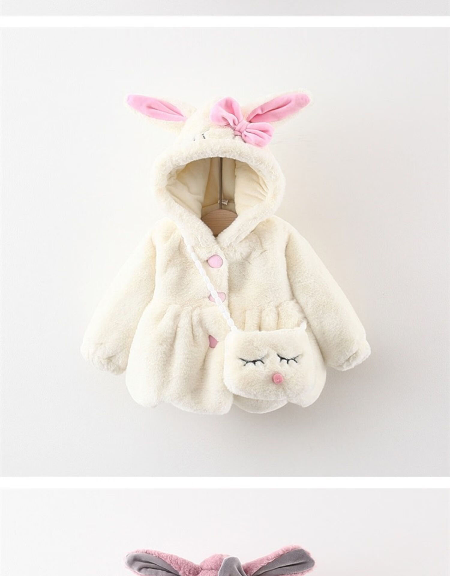 幼童女宝宝冬季毛绒外套女童0加绒1加厚2上衣3岁女宝毛毛衣服婴儿棉衣