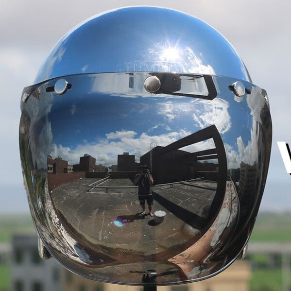 四季男女复古电瓶电动车头盔镜面反光电镀银半盔个性酷机车安全帽