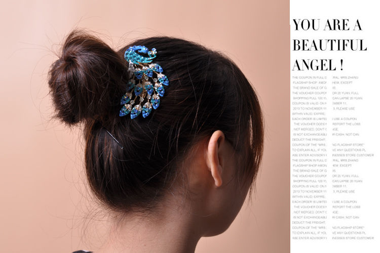 韩国五齿梳发饰盘发发夹发梳水钻插梳孔雀发卡发簪发插簪子女头饰 a13