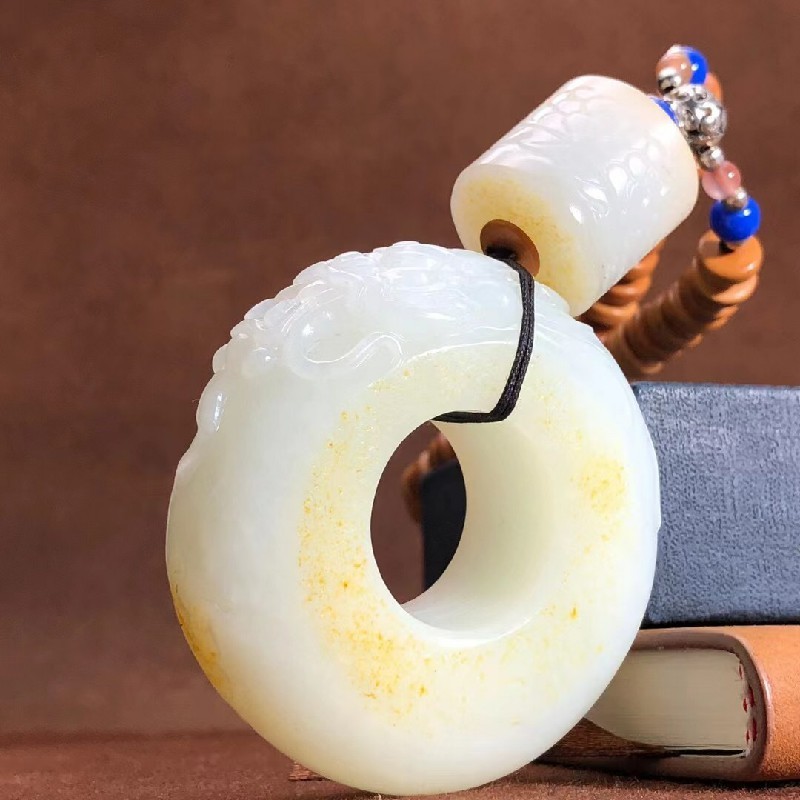 慈心缘 和田玉新疆龙佑一方玉琮吊坠 玉质细腻温润男女玉坠项链挂件