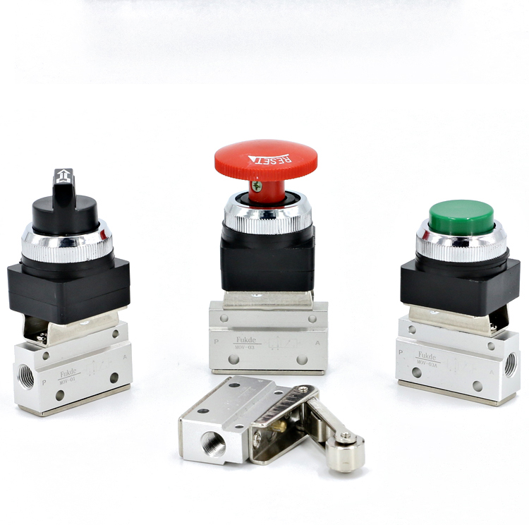 定制02气动阀手动阀气阀开关气控阀按钮阀门滚轮式行程限位机械阀mov