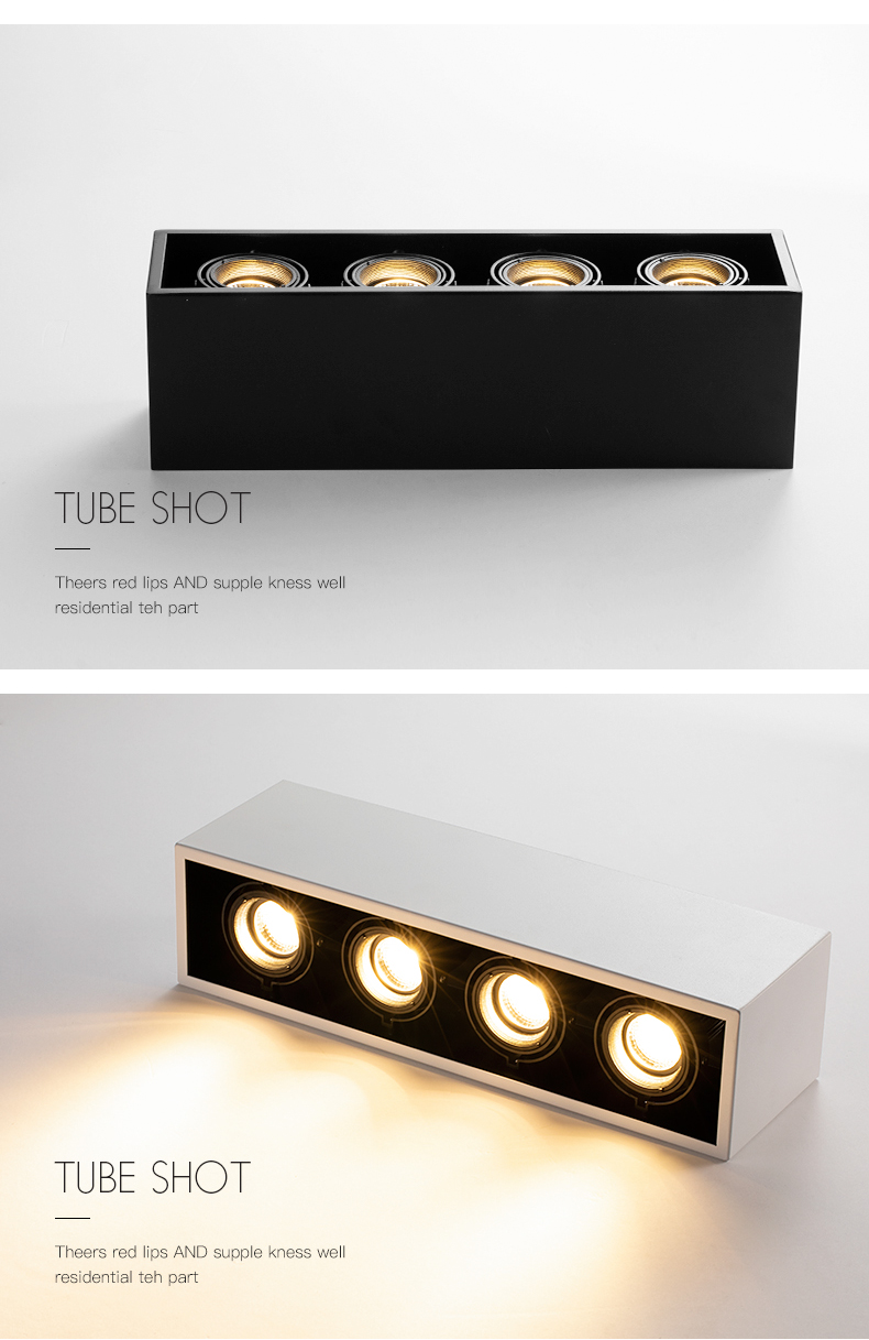 殴谱品质斗胆灯四头无主灯客厅北欧明装射灯卧室吸顶式筒灯方形cob