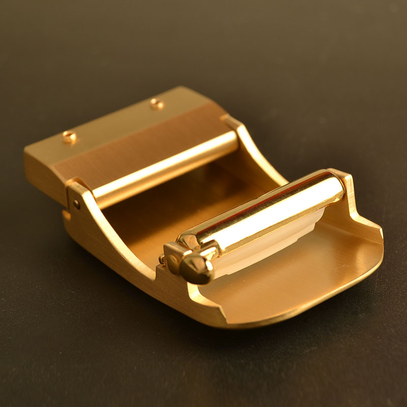 黄铜自动扣无牙无孔皮带头卡槽扣卡子扣男士百搭裤腰带配件35mm无牙