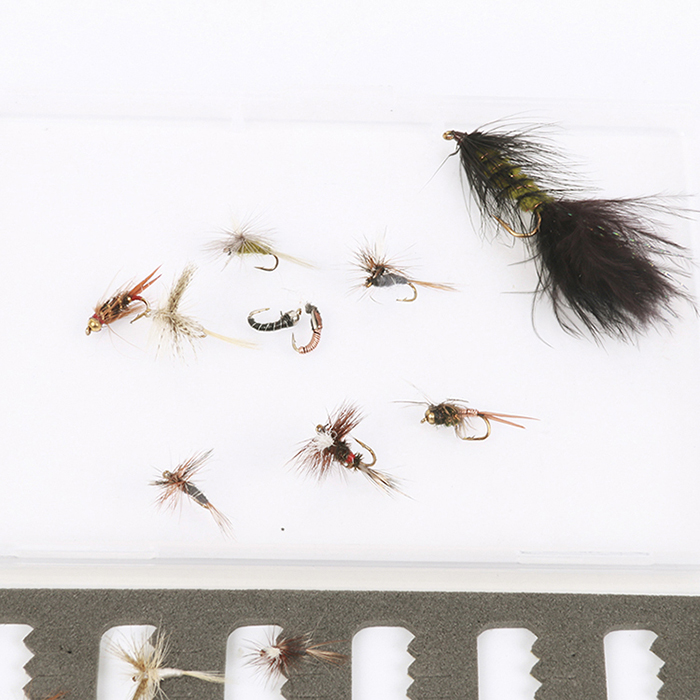 新品飞钓饵毛钩假饵套装鲫鱼饵白条马口罗非鳟鱼昆虫饵fls02浮水12只