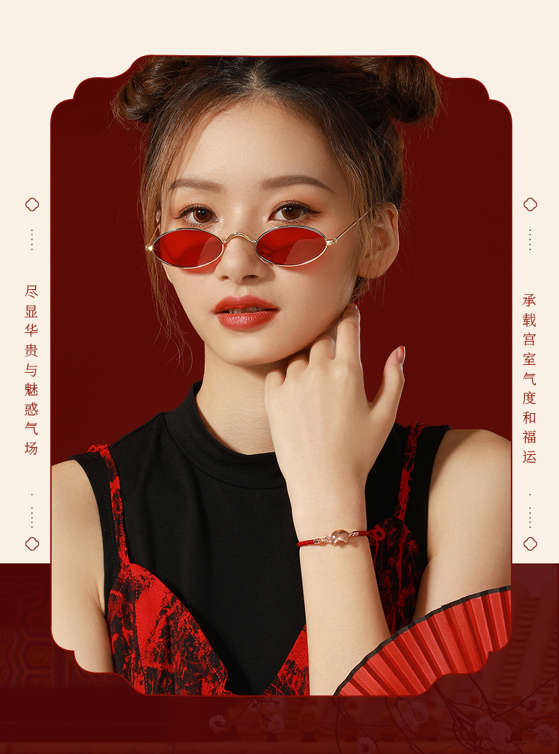 瑞象通财手链红绳手绳纯银大象手绳复古情侣款一对小象简约潮皮绳送