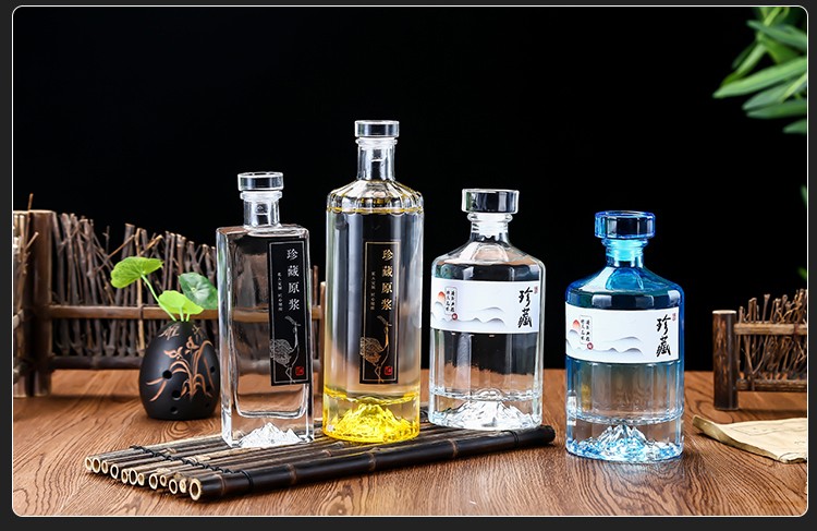 酒瓶空瓶白酒瓶高档透明储酒瓶一斤装好看的玻璃酒瓶子密封存酒瓶桔色