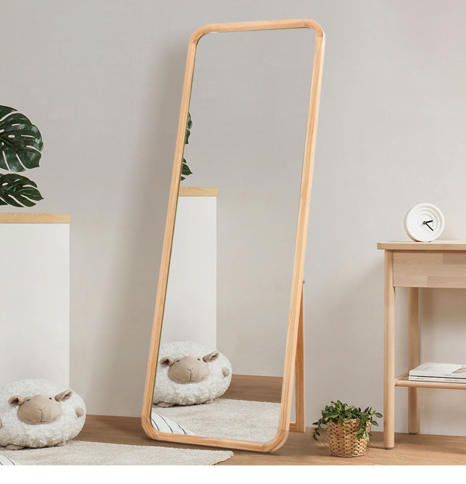 居相实木全身镜落地镜家用卧室试衣镜挂墙穿衣镜ins风简约大镜子 爆卖