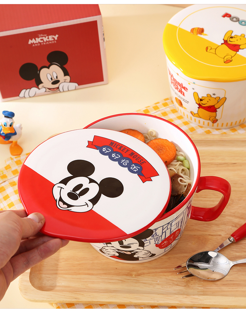 卡通便当盒上班族带饭便携餐盒泡面碗带盖陶瓷餐具宿舍学生快餐杯创意