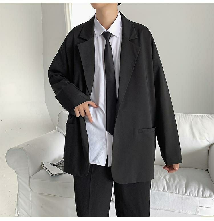 百搭西装套装男痞帅jk小西装外套学院风班黑色西装衬衫西裤领带s8095