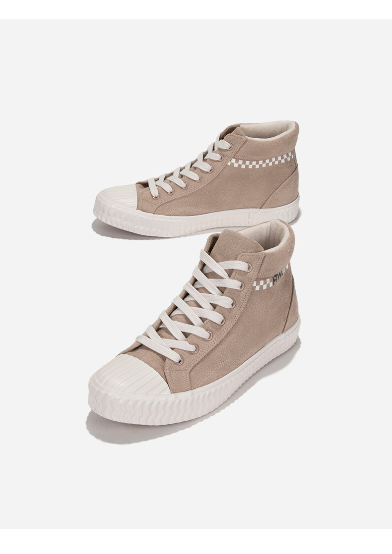 热风男鞋男士时尚休闲鞋秋冬高帮鞋子08杏色39