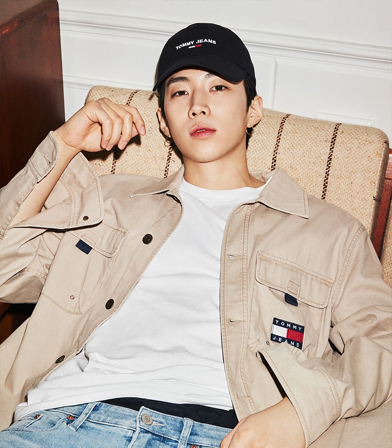 tommy jeans男装21【朴宰范同款】工装风刺绣标落肩长袖衬衫10716