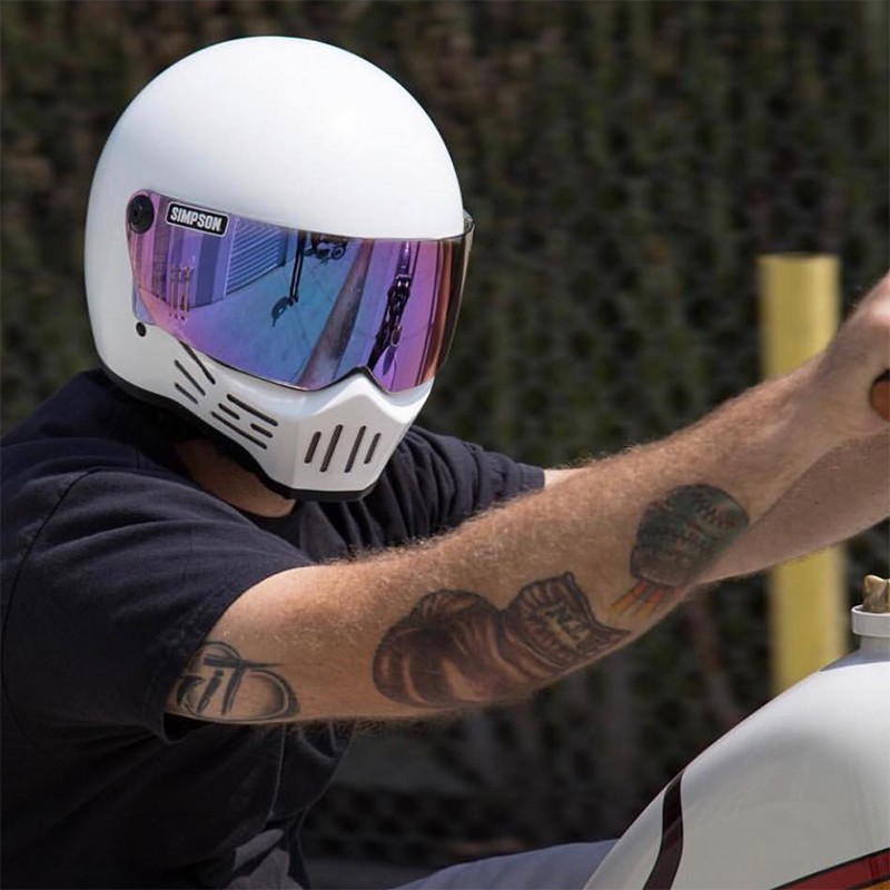 美版辛普森simpson m30头盔 碳纤维复古哈雷 印第安全盔摩托车 白色