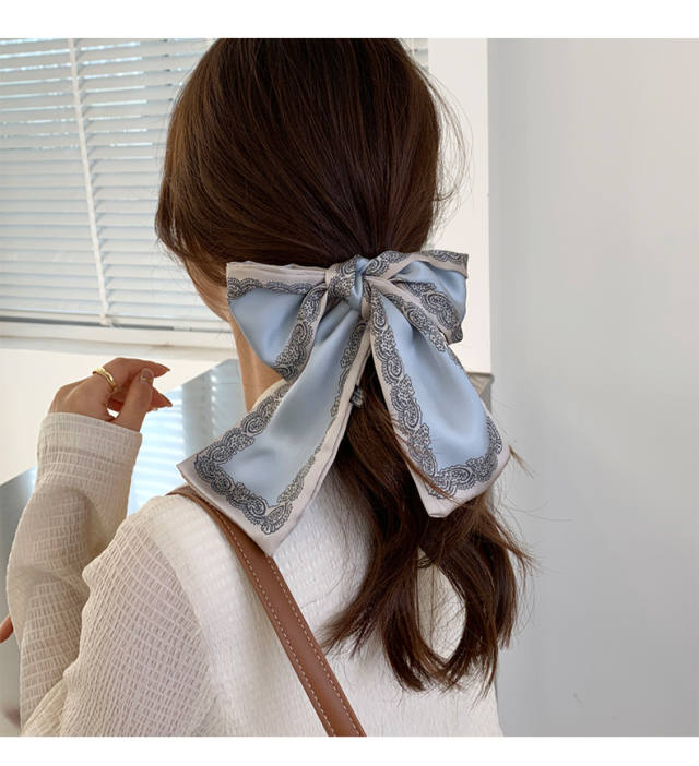 2021早春网红发带女绑头发丝巾飘带发饰复古法式蝴蝶结丝带头绳粉色