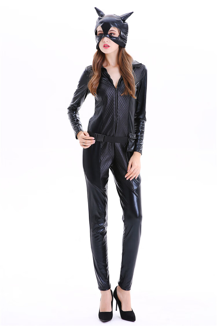 连体衣女 欧美万圣节猫女郎服装 猫女郎服装制服连体衣演出服 款式1 s