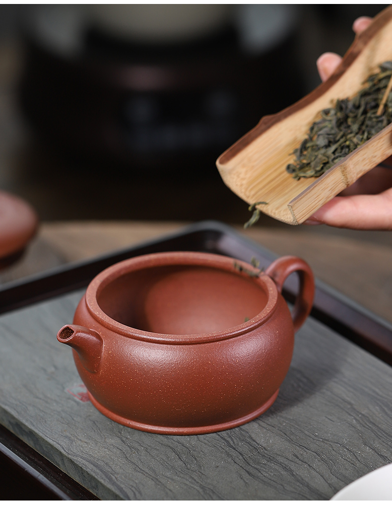 宜砂匠心 紫砂壶宜兴工堂直发方标半手工茶壶原矿红降坡泥大口实用泡