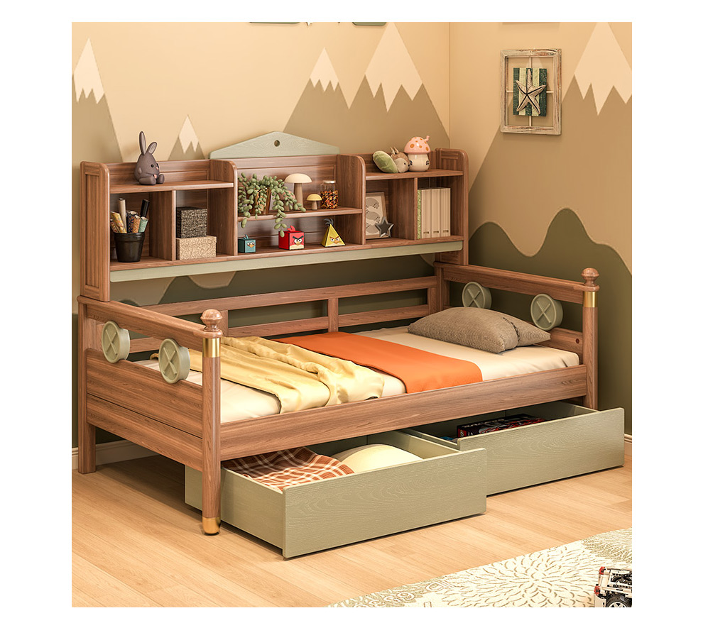 七彩元素全实木儿童衣柜床一体北欧小户型省空间儿童房家具儿童床护栏