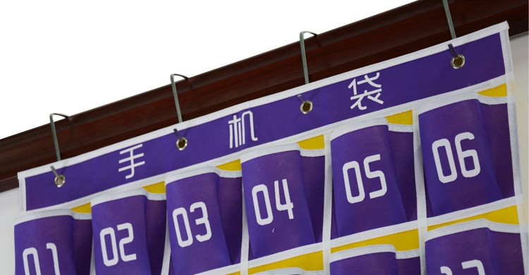 袋子布袋门后墙壁挂式员工手机存放袋学校课堂手机袋挂墙深蓝色42格