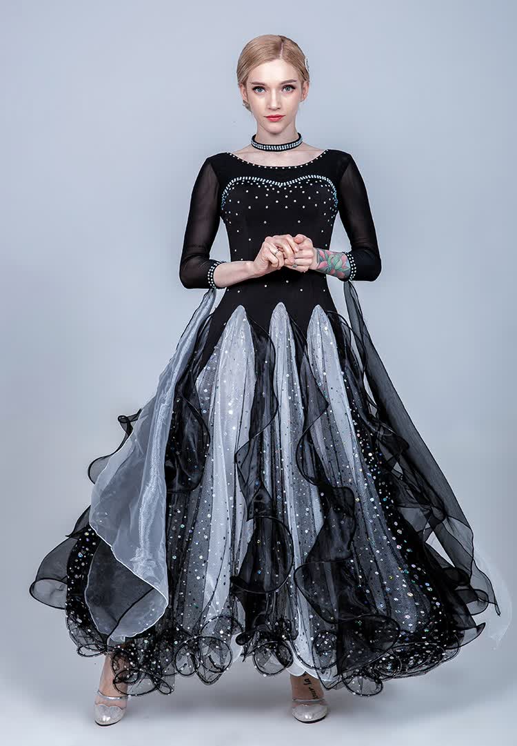 【摩登国标舞蹈裙】摩登舞裙国标舞交谊舞大摆连衣裙华尔兹舞长裙广场